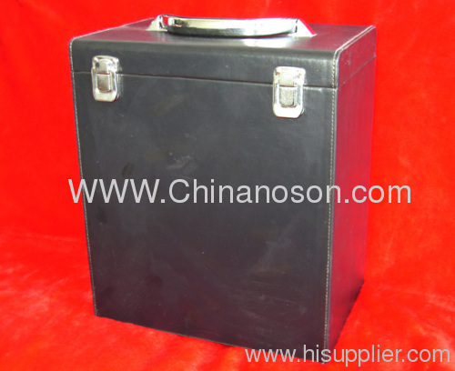 Black PU MDF+PU Leather+Sponge Red Wine Storing BOX