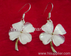 White Flower Pendant rhinestone, resin, ceramic clay Alloy Jewelry earrings