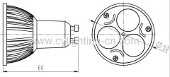 3W Aluminum Die-cast Φ50mm×60mm GU10 LED Spot Light