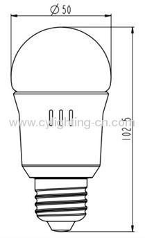 3W Φ50mm×103mm E27 LED Bulb With Plastic Shell And Glass Lamp Shade