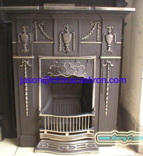 cast iron wood burning fireplace
