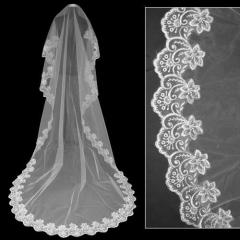 Classical Huge Floral Edge Wedding Veil