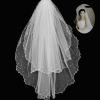 Fanyastic Floral Edge Double Layers Wedding Veil with Pearl