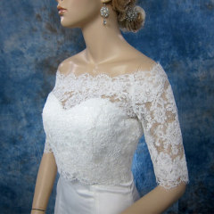 Off-Shoulder Alencon Lace Bridal Bolero Wedding jacket shrug