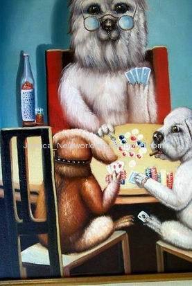 Dogs playing cards