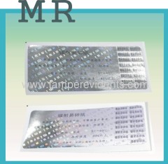 3D Embossed hologram destructible security stickers