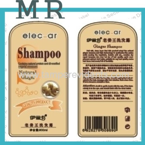 Cosmetic adhesive shampoo labels