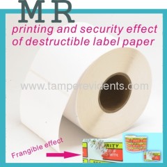 Adhesive ultra destructible vinyl label paper rolls