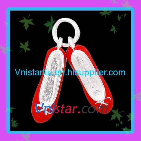 Wholesale vnistar silver plated red shoes charms UC288