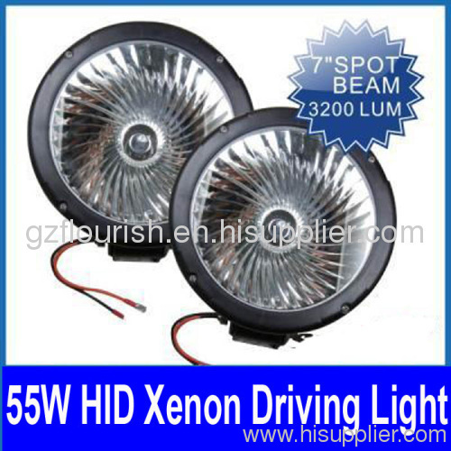 7" 55W HID Xenon Driving Light SUV ATV 4WD Jeep Truck Off-Road 9-32V Spot/Euro Beam 3200lm IP67