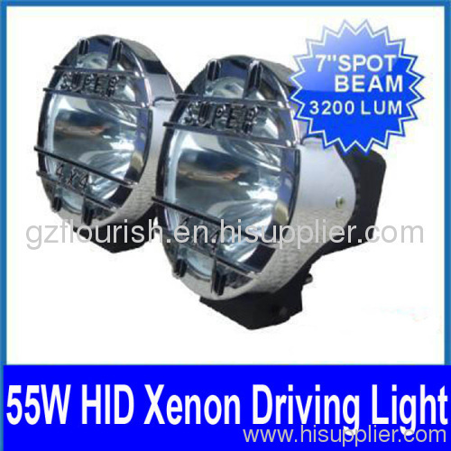 7" 55W HID Xenon Driving Light Super 4x4 SUV ATV 4WD Jeep Off-Road 9-16V Spot/Euro Beam 3200lm IP67