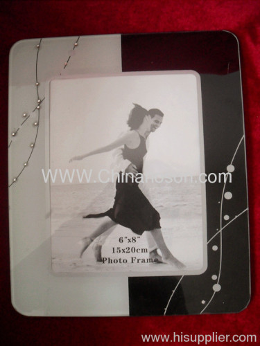 glass , MDF 6' *'8'' 15*20 cm White and black Glass Photo Frame