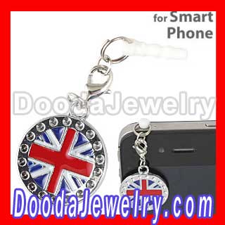 UK Flag Charm iphone earphone jack plug wholesale
