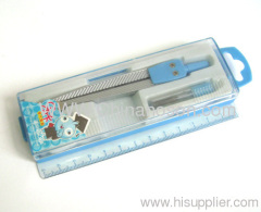 Zinc Alloy Drawing compasses 1 compasses 1 Pencil lead 1 ruler Transparent Plastic Case