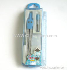 Zinc Alloy Drawing compasses 1 compasses 1 Pencil lead 1 ruler Transparent Plastic Case