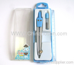 Zinc Alloy Drawing compasses 1 compasses 1 Pencil lead 1 ruler Transparent Plastic Case