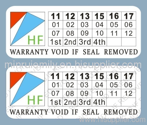 Custom date Warranty Stickers with your logo,warranty void if broken