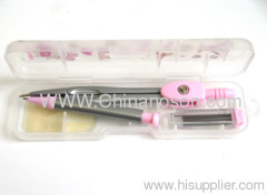 Gray+Pink Zinc Alloy Drawing compasses Plastic Case 125*35*20mm 1 mechanical pencil 1 compasses