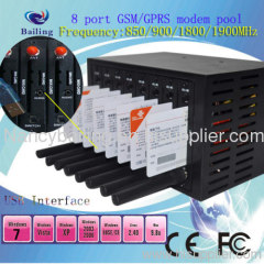 New sale!Industrial GPRS/GSM 8 port sms modem pool with wavecom Q24plus module(RS-232 )