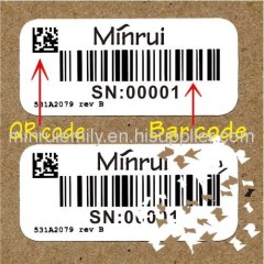 destructive QR & bar code labels