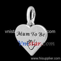 Wholesale antique silver plated heart charms UC303 with Mum To Be stamped