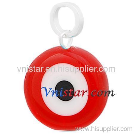 Wholesale silver plated red glass evil eye charms