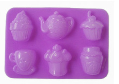 6 Tea set Cake cookie chocolate maker silicone cake mold