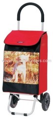 red folding shopping trolley bag