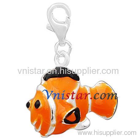 Wholesale vnistar silver plated fish clip on charm HCC199