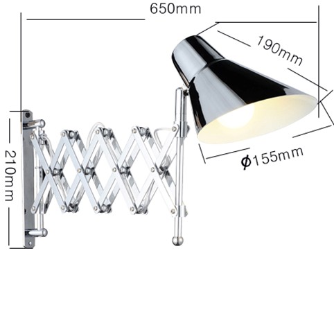 High quality Metal Chrome finsh LED Stretched Wall Lamp