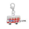 Wholesale silver plated clasp red bus charm HCC080-1 with red bus