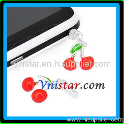 Wholesale vnistar silver plated cherries anti dust plug ADP014