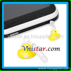 Wholesale vnistar silver plated yellow duck 3.5 earphone jack anti dust plug ADP013