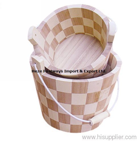 wooden bucket with handle