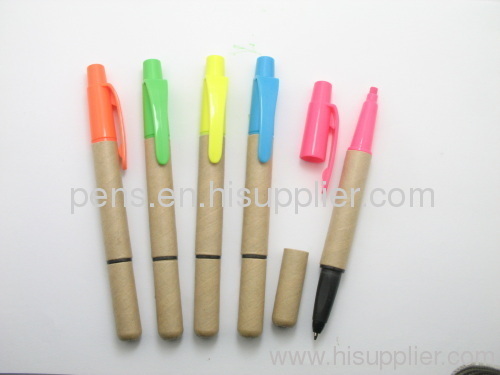 recycle paper highlighter and ball pen