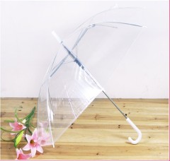 LOOK! 21''*8K pvc fabric metal frame transparent umbrella with plastic handle