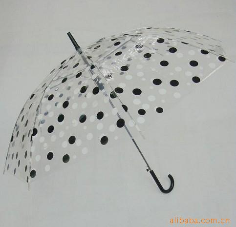 21''*8K pvc fabric metal frame transparent umbrella with plastic handle