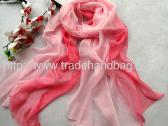 Overlength Gradient Color Silk Chiffon Scarves