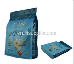 Quad sealed bag with zipper for pet food and coffee