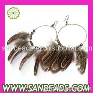 Big hoop Natural feather earrings and fashion jewelry 2012