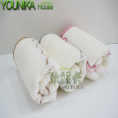 cotton bleach satin-border and jacquard face towel