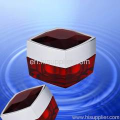 50ml red Square acrylic Jar with diamond