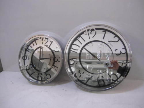 silver glass wall clock