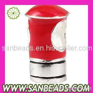 Wholesale 925 Sterling Silver European Red Post Box Charm Beads