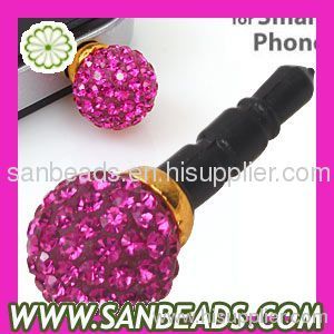 Hot selling 3.5mm Czech Crystal Ball earphone jack dust plug