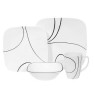 Corelle Simple Lines Square 16-Piece Dinnerware Set, Service for 4