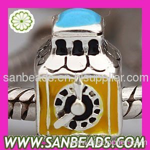 Wholesale European Sterling Silver Clock Charm Beads