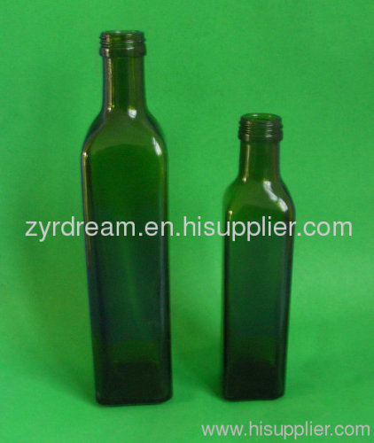 dark green olive oil glass bottle