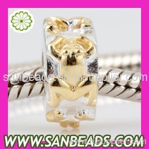 2012 Newest Design Wholesale Silver gold plated frog charm Beads For European Jewelry