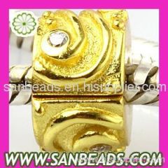 Gold Plated Sterling Silver European Clip Bead With CZ Stone